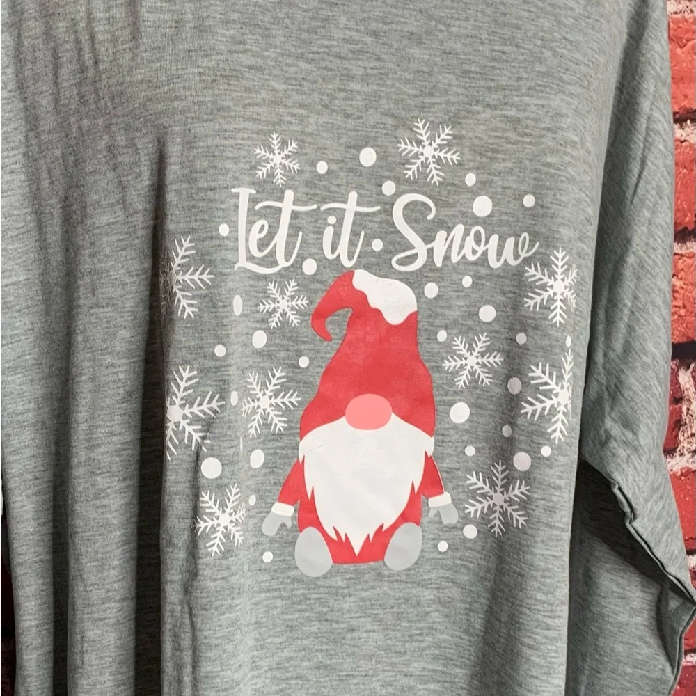 3/$20 NWOT Women’s Gray Christmas Gnome oversized dress or nightshirt - Picture 4 of 5